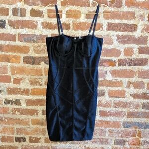 Haute Monde Large Black Fitted Party Cocktail‎ Dress w/ Adjustable Straps